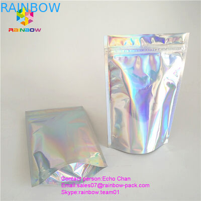 นำมาใช้ใหม่ลุกขึ้นยืนถุงฟอยล์โฮโลแกรมโดยไม่ต้องพิมพ์สำหรับเครื่องสำอางหรือเกลือบรรจุ