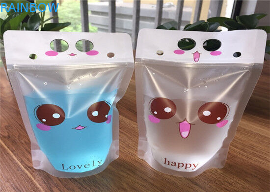 ถุงใสยืนขึ้น 100ml / 200ml พิมพ์สีเต็มรูปแบบพร้อมซิป