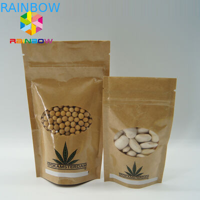 Costomized ขนาดถุงกระดาษคราฟท์หน้าต่างรูปไข่สำหรับอาหาร / เนื้อสัตว์แห้ง / ผลิตภัณฑ์ทะเล