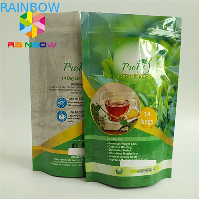 อาหารเกรดยืนขึ้นถุงซิปพลาสติกปิดผนึกความร้อนสำหรับชา / กาแฟ