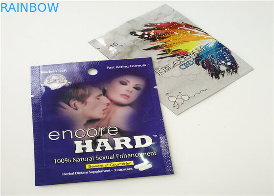 ลุกขึ้นยืนถุงฟอยล์อลูมิเนียมสำหรับบรรจุภัณฑ์ยา Rhino 7 Swag Platinum 15000