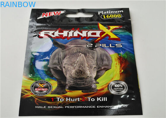 ลุกขึ้นยืนถุงฟอยล์อลูมิเนียมสำหรับบรรจุภัณฑ์ยา Rhino 7 Swag Platinum 15000