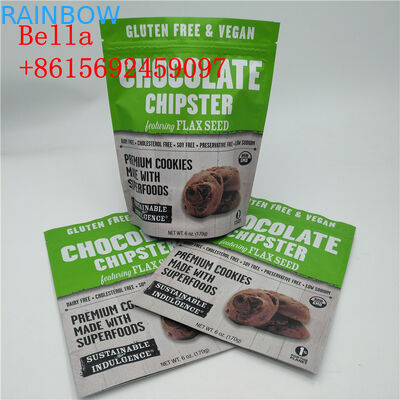 การปรับแต่งสีอลูมิเนียมฟอยล์ถุงซิปที่จับด้านบนสำหรับบรรจุภัณฑ์คุกกี้