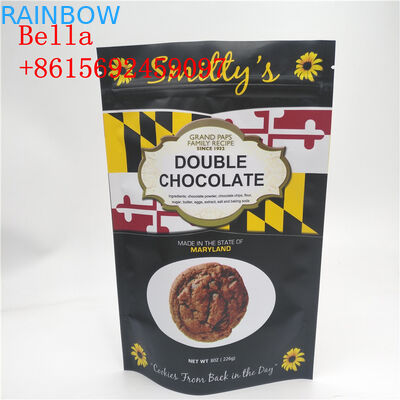 การปรับแต่งสีอลูมิเนียมฟอยล์ถุงซิปที่จับด้านบนสำหรับบรรจุภัณฑ์คุกกี้