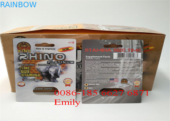 บรรจุภัณฑ์บัตรตุ่ม Rhino 69 x 12 ซม. พร้อมผิวมัน