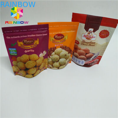 สีสันยืนขึ้นถุงกระเป๋าพื้นผิวด้านกับรอยฉีกขาด Ziplock ด้านบน