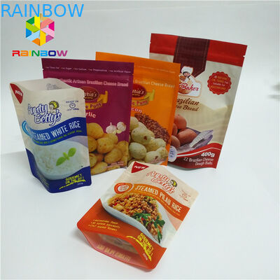 สีสันยืนขึ้นถุงกระเป๋าพื้นผิวด้านกับรอยฉีกขาด Ziplock ด้านบน