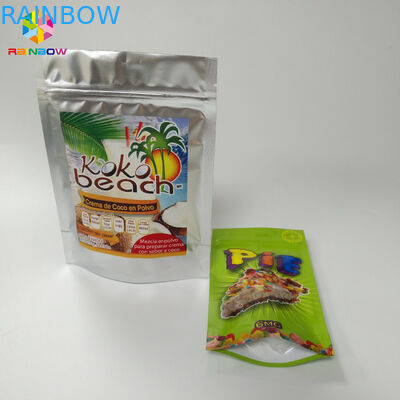 สีสันยืนขึ้นถุงกระเป๋าพื้นผิวด้านกับรอยฉีกขาด Ziplock ด้านบน