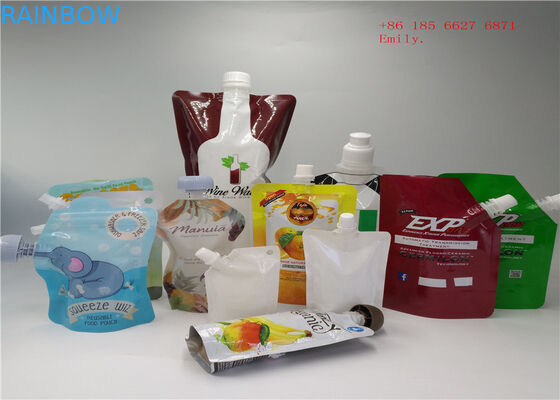 ถุงพวยนำกลับมาใช้ซ้ำบรรจุภัณฑ์พลาสติกบีบอาหารเกรดสำหรับน้ำผลไม้