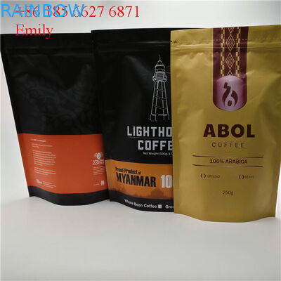 บรรจุภัณฑ์ถุงซิปฟอยล์ 250 กรัม 500 กรัมพร้อมวาล์วทางเดียว