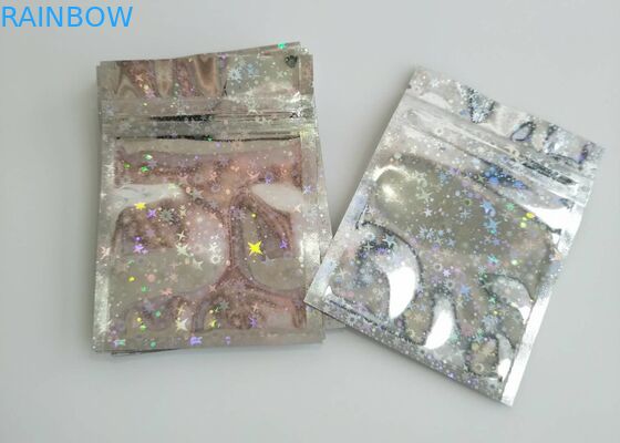 Childproof Three Side Seal Pouch ฟอยล์เลเซอร์โฮโลแกรม Mylar มีซับในพร้อมซิป