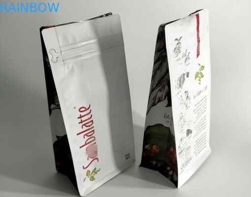 ก้นแบนบรรจุถุงพลาสติกสี่เหลี่ยมสำหรับอุตสาหกรรมกาแฟ