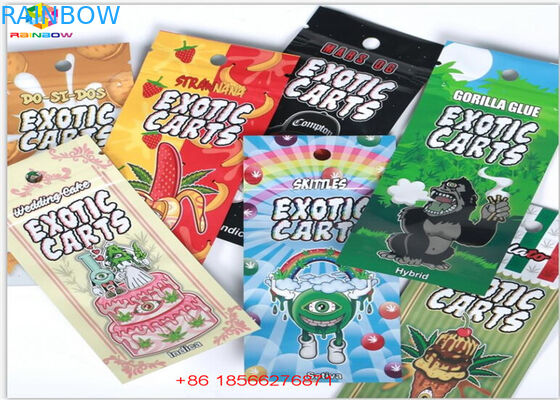 SGS บรรจุภัณฑ์สมุนไพรโฮโลแกรมฟอยล์ Vape ตลับมินิ Mylar ถุง Ziplock