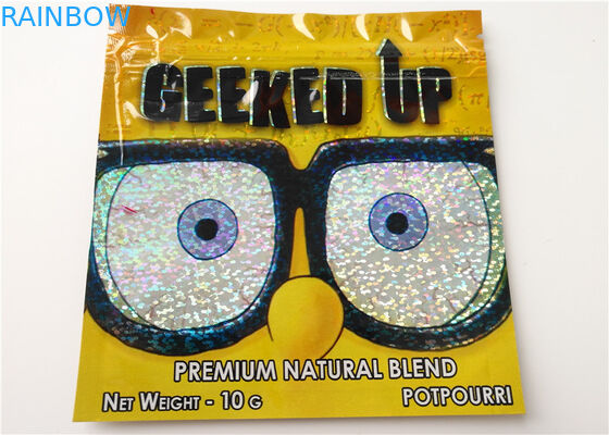 SGS บรรจุภัณฑ์สมุนไพรโฮโลแกรมฟอยล์ Vape ตลับมินิ Mylar ถุง Ziplock