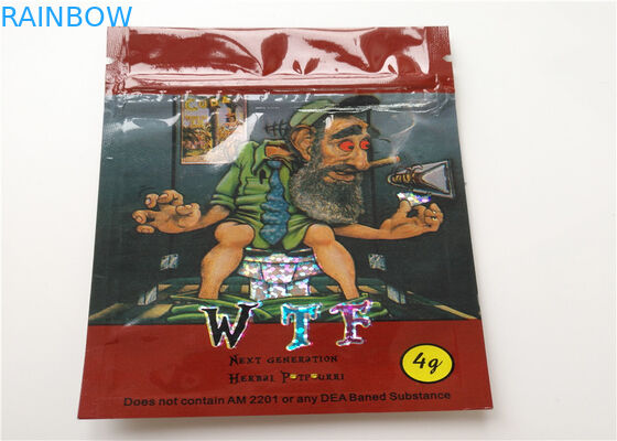 SGS บรรจุภัณฑ์สมุนไพรโฮโลแกรมฟอยล์ Vape ตลับมินิ Mylar ถุง Ziplock