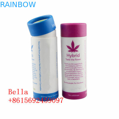 รอบ CBD น้ำมันกระดาษกล่องบรรจุภัณฑ์รูปทรงกระบอกโลโก้ที่กำหนดเองสำหรับสมุนไพร