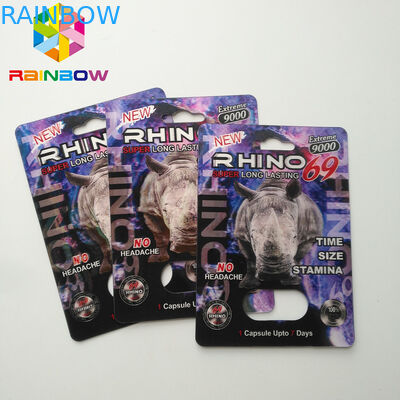 Rhino 69/7 Capsule Sex Pills บรรจุภัณฑ์บัตรตุ่มเคลือบ / ผิวมัน