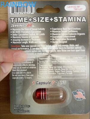 Rhino 69/7 Capsule Sex Pills บรรจุภัณฑ์บัตรตุ่มเคลือบ / ผิวมัน