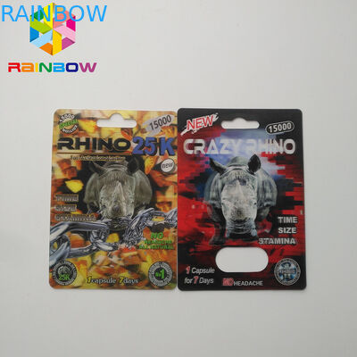 Rhino 69/7 Capsule Sex Pills บรรจุภัณฑ์บัตรตุ่มเคลือบ / ผิวมัน