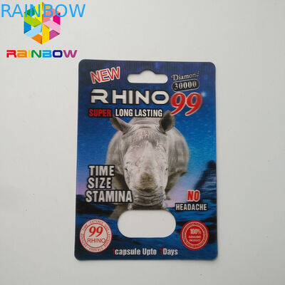 Rhino 69/7 Capsule Sex Pills บรรจุภัณฑ์บัตรตุ่มเคลือบ / ผิวมัน