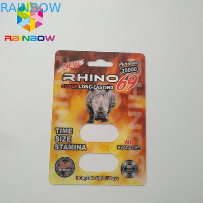 Rhino 69/7 Capsule Sex Pills บรรจุภัณฑ์บัตรตุ่มเคลือบ / ผิวมัน