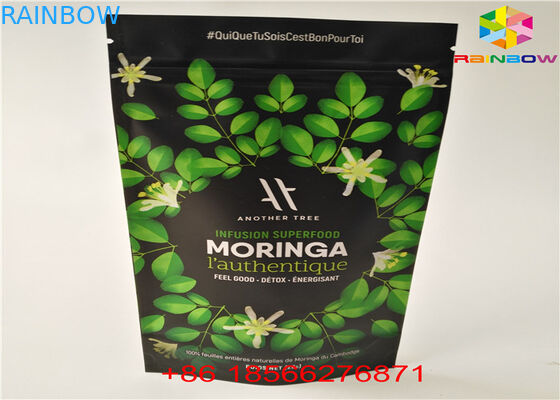 Matcha Tea Stand Up Zipper Pouch วัสดุลามิเนตอลูมิเนียมฟอยล์รีไซเคิลกระดาษคราฟท์