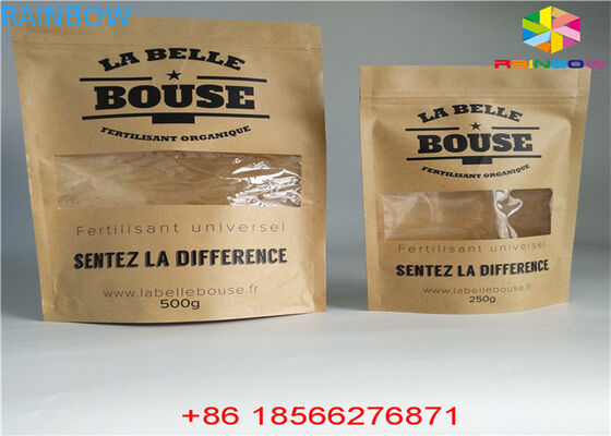 นำมาใช้ใหม่ถุงกระดาษที่กำหนดเองถุงอาหารยืนขึ้น Ziplock กลิ่นพิสูจน์ด้วยหน้าต่าง