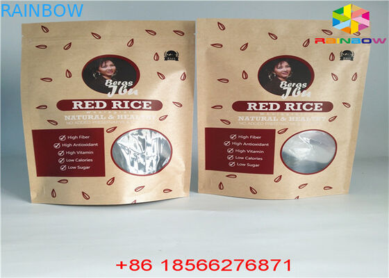 นำมาใช้ใหม่ถุงกระดาษที่กำหนดเองถุงอาหารยืนขึ้น Ziplock กลิ่นพิสูจน์ด้วยหน้าต่าง