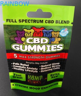 พิมพ์ถุงพลาสติกผนึกซิปบรรจุภัณฑ์ Cbd Gummy Candy กระเป๋าพื้นผิวมันวาว