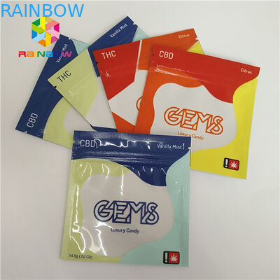 สามถุงพลาสติกพิมพ์ปิดผนึกบรรจุภัณฑ์ลูกอม Gummy กำหนดเองด้วย Ziplock