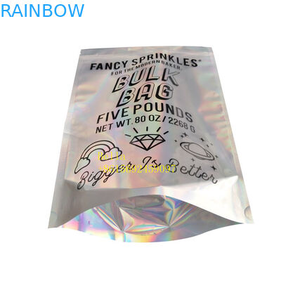 บรรจุภัณฑ์โฮโลแกรมยืนขึ้นถุงซิปปรับแต่งถุงพลาสติกพิมพ์