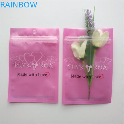 ผนึกถุงบรรจุภัณฑ์เครื่องสำอางขนตาสีชมพูต่างหูสร้อยคอเครื่องประดับกระเป๋าซิป