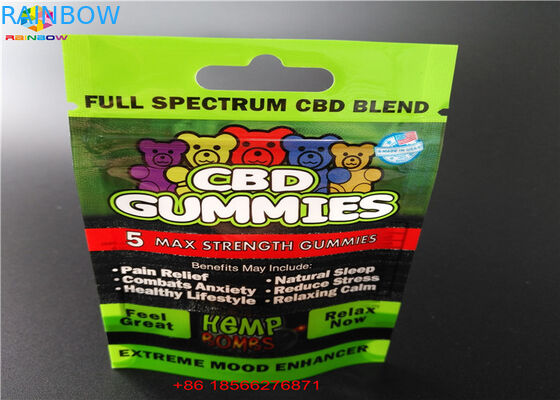 CBD GUMMIES บรรจุภัณฑ์ถุงพลาสติกพร้อมหน้าต่างซองอลูมิเนียมลามิเนตซองกันความร้อนถุงซิปใส่อาหารฟอยล์ถุงโพลี