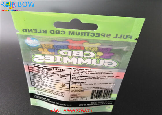 CBD GUMMIES บรรจุภัณฑ์ถุงพลาสติกพร้อมหน้าต่างซองอลูมิเนียมลามิเนตซองกันความร้อนถุงซิปใส่อาหารฟอยล์ถุงโพลี