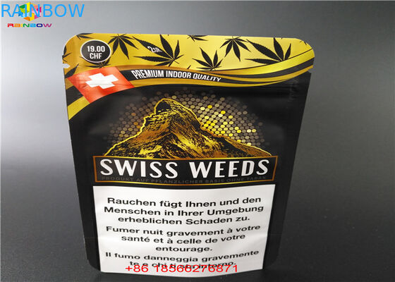 ซิปหลักฐานเด็กซิปอลูมิเนียมยืนขึ้นกระเป๋า CBD / บรรจุหีบห่อสำหรับผงน้ำตาล