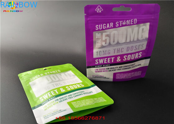 ซิปหลักฐานเด็กซิปอลูมิเนียมยืนขึ้นกระเป๋า CBD / บรรจุหีบห่อสำหรับผงน้ำตาล