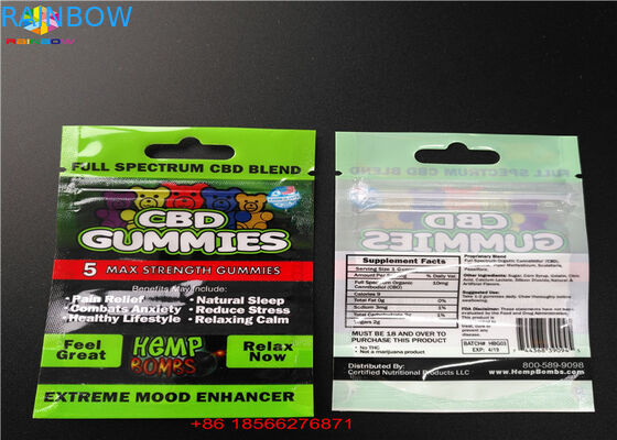 ซิปหลักฐานเด็กซิปอลูมิเนียมยืนขึ้นกระเป๋า CBD / บรรจุหีบห่อสำหรับผงน้ำตาล
