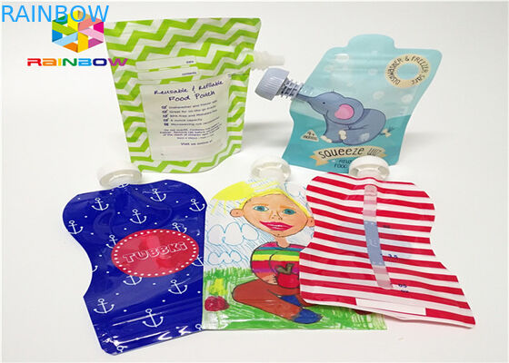 อลูมิเนียมฟอยล์ลุกขึ้นยืนกระเป๋าพวยบรรจุภัณฑ์การพิมพ์ที่กำหนดเอง 120ml พลาสติก