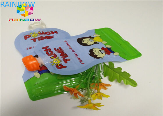 อลูมิเนียมฟอยล์ลุกขึ้นยืนกระเป๋าพวยบรรจุภัณฑ์การพิมพ์ที่กำหนดเอง 120ml พลาสติก