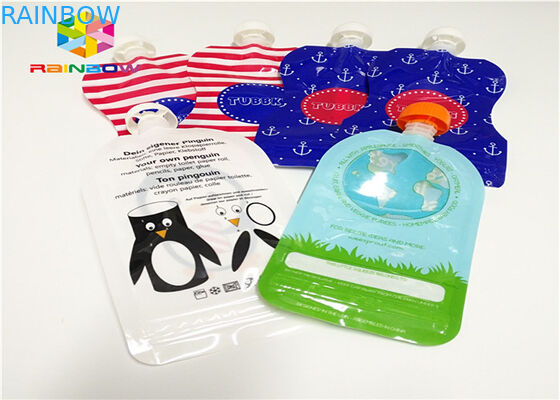 อลูมิเนียมฟอยล์ลุกขึ้นยืนกระเป๋าพวยบรรจุภัณฑ์การพิมพ์ที่กำหนดเอง 120ml พลาสติก