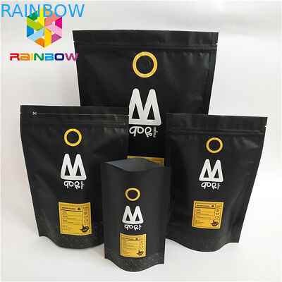 ถุงพลาสติกบรรจุภัณฑ์แบบยืนขึ้นพิมพ์ทางเดียววาล์วถุงกาแฟ Ziplock