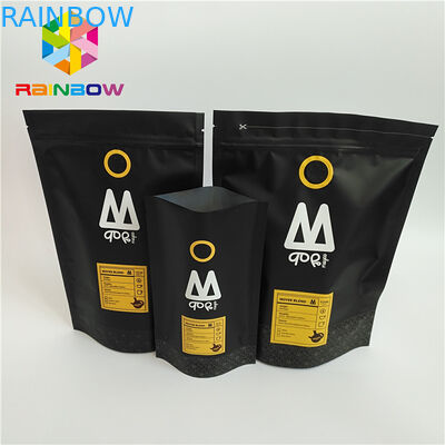 ถุงพลาสติกบรรจุภัณฑ์แบบยืนขึ้นพิมพ์ทางเดียววาล์วถุงกาแฟ Ziplock