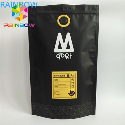 ถุงพลาสติกบรรจุภัณฑ์แบบยืนขึ้นพิมพ์ทางเดียววาล์วถุงกาแฟ Ziplock