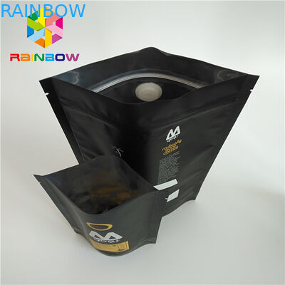 ถุงพลาสติกบรรจุภัณฑ์แบบยืนขึ้นพิมพ์ทางเดียววาล์วถุงกาแฟ Ziplock