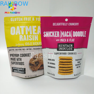 ผนึกพลาสติกมันวาวสำเร็จรูป Stand Up Pouch ถุงขนมขบเคี้ยวบรรจุภัณฑ์อาหารคงทน