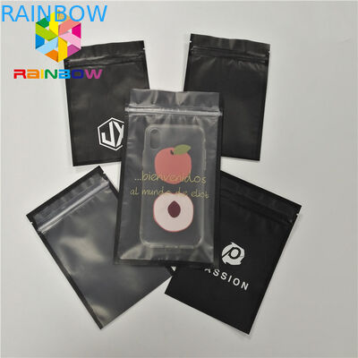 พิมพ์ถุงพลาสติกสามด้านแบบกำหนดเองสำหรับบรรจุภัณฑ์โทรศัพท์เปลือกด้วยซิปและหน้าใส