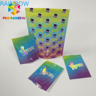 ป้องกันความชื้นยืนขึ้นถุงซิป RUNTZ สีสัน Mylar เลเซอร์ล็อคซิปโฮโลแกรม