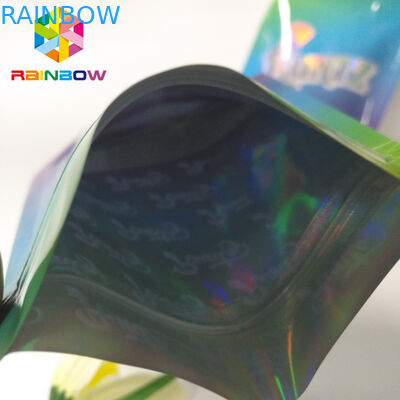 ป้องกันความชื้นยืนขึ้นถุงซิป RUNTZ สีสัน Mylar เลเซอร์ล็อคซิปโฮโลแกรม