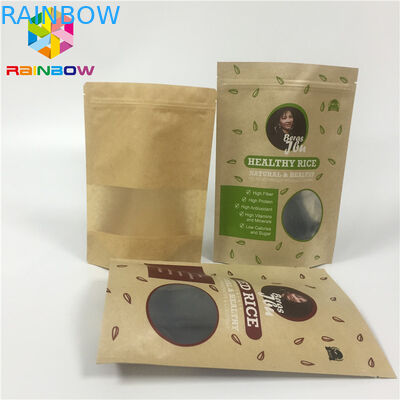 กระดาษคราฟท์ Ziplock ยืนขึ้นถุงอลูมิเนียมฟอยล์ตนเองยืนความชื้นหลักฐานสำหรับขนมขบเคี้ยวอ่อนนุช