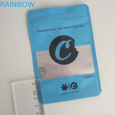 ถุงฟอยล์บรรจุภัณฑ์แบบกำหนดเอง 1 / 8oz 3.5 กรัมถุงคุกกี้พร้อมหน้าต่าง / ซิป